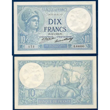 10 Francs Minerve, Sup, 12.5.1932 Billet de la banque de France