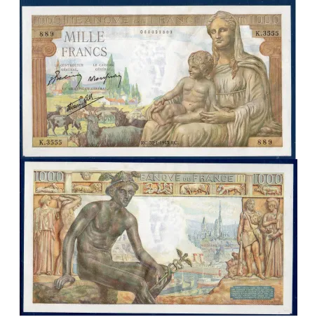 1000 Francs Déméter, TTB+, 28.1.1943 Billet de la banque de France