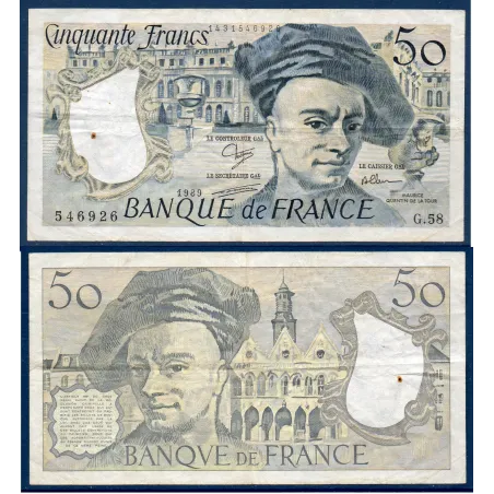 50 Francs Quentin, TB, 1989 Billet de la banque de France