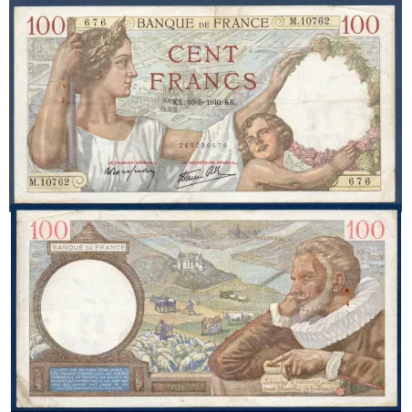 100 Francs Sully, TTB-, 16.5.1940 Billet de la banque de France