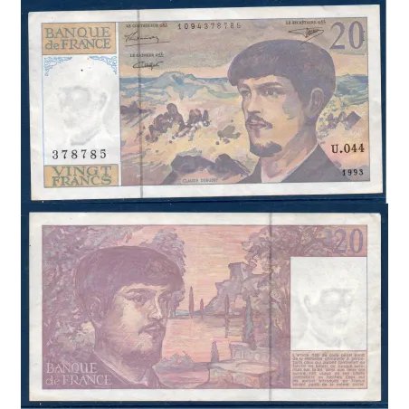 20 Francs Debussy, TTB, 1993 Billet de la banque de France