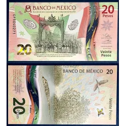 Mexique P.132f, Neuf Billet de 20 pesos 23.8.2022