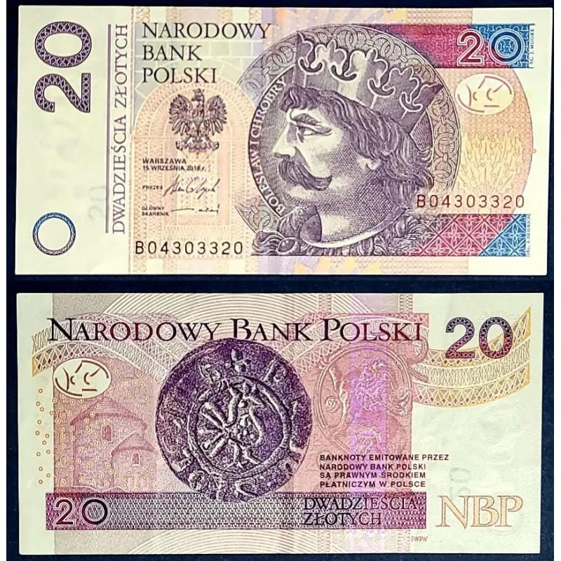 Pologne P.184b, TTB, Billet de 20 Zlotych 2016 Boleslas Ier Pologne P.184b, TTB, Billet de 20 Zlotych 2016 Boleslas Ier