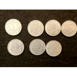 Lot complet des 22 pièces de 1 franc Morlon aluminium 1941-1958