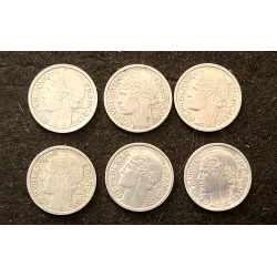 Lot complet des 22 pièces de 1 franc Morlon aluminium 1941-1958