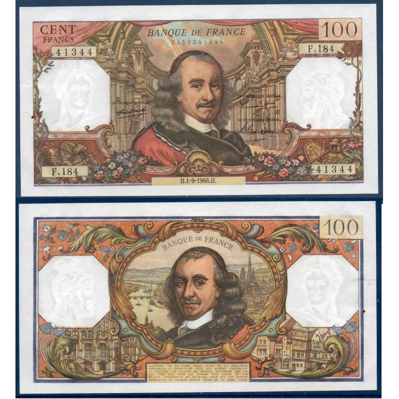 100 Francs Corneille, Sup, 6.10.1966 Billet de la banque de France 100 Francs Corneille, Sup, 6.10.1966 Billet de la banque de France