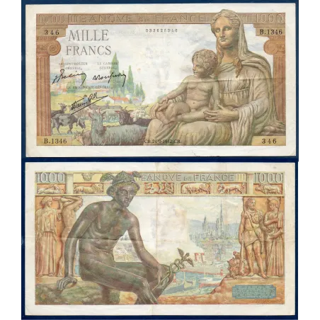 1000 Francs Déméter, TB+, 24.9.1942 Billet de la banque de France