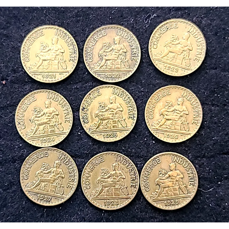 Lot complet des 9 bon pour 50 centimes 1921-1929 Lot complet des 9 bon pour 50 centimes 1921-1929