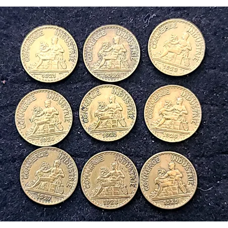 Lot complet des 9 bon pour 50 centimes 1921-1929
