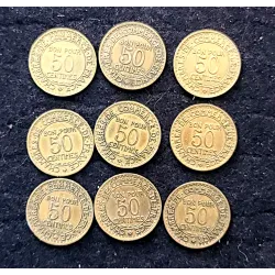 Lot complet des 9 bon pour 50 centimes 1921-1929
