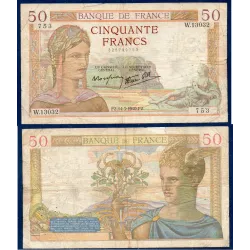 50 Francs Cérès, B, 14.3.1940 Billet de la banque de France