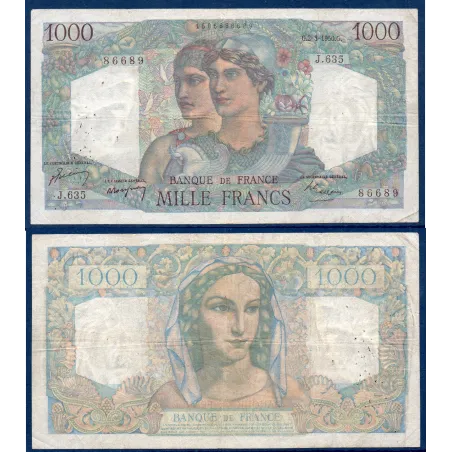 1000 Francs Minerve et Hercule, TB, 2.3.1950 Billet de la banque de France