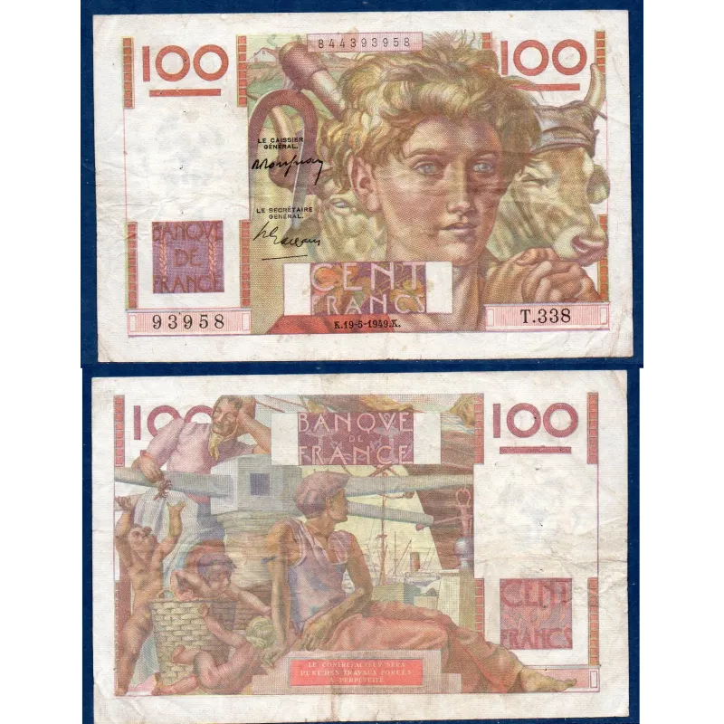 100 Francs Jeune Paysan, TB, 19.5.1949 Billet de la banque de France 100 Francs Jeune Paysan, TB, 19.5.1949 Billet de la banque de France