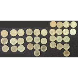 Lot de 34 pièces 5 centimes Lagrifoul 1966-1998
