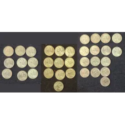 Lot de 34 pièces 5 centimes Lagrifoul 1966-1998
