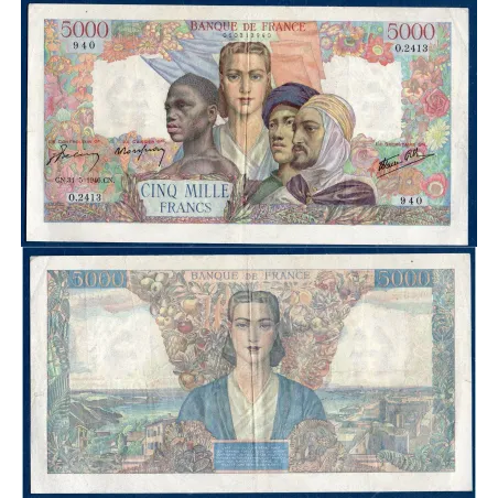 5000 Francs Empire Français, TTB, 16.5.1946 Billet de la banque de France
