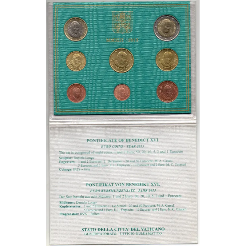 Coffret BU Vatican 2013 Pape BEnoit XVI pièces de monnaie Coffret BU Vatican 2013 Pape BEnoit XVI pièces de monnaie