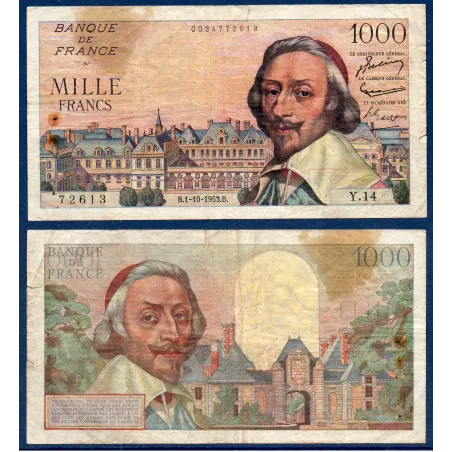 1000 Francs Richelieu, B, 1.10.1958 Billet de la banque de France