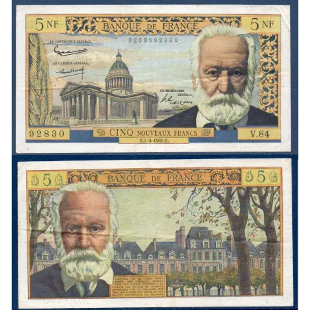 5 Nouveaux Francs  Victor Hugo, TTB, 1.3.1962 Billet de la banque de France