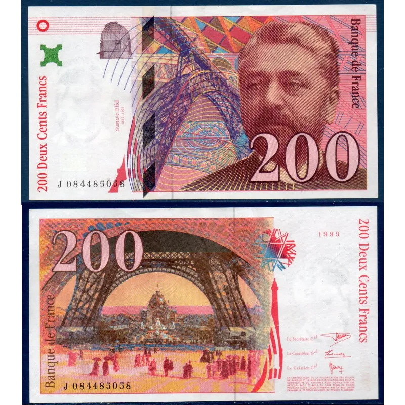 200 Francs Eiffel, TTB+, 1999 Billet de la banque de France 200 Francs Eiffel, TTB+, 1999 Billet de la banque de France