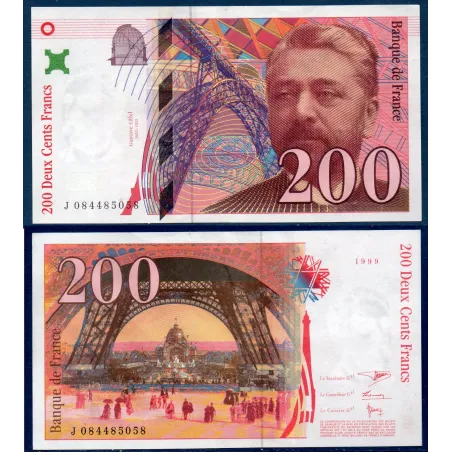 200 Francs Eiffel, TTB+, 1999 Billet de la banque de France