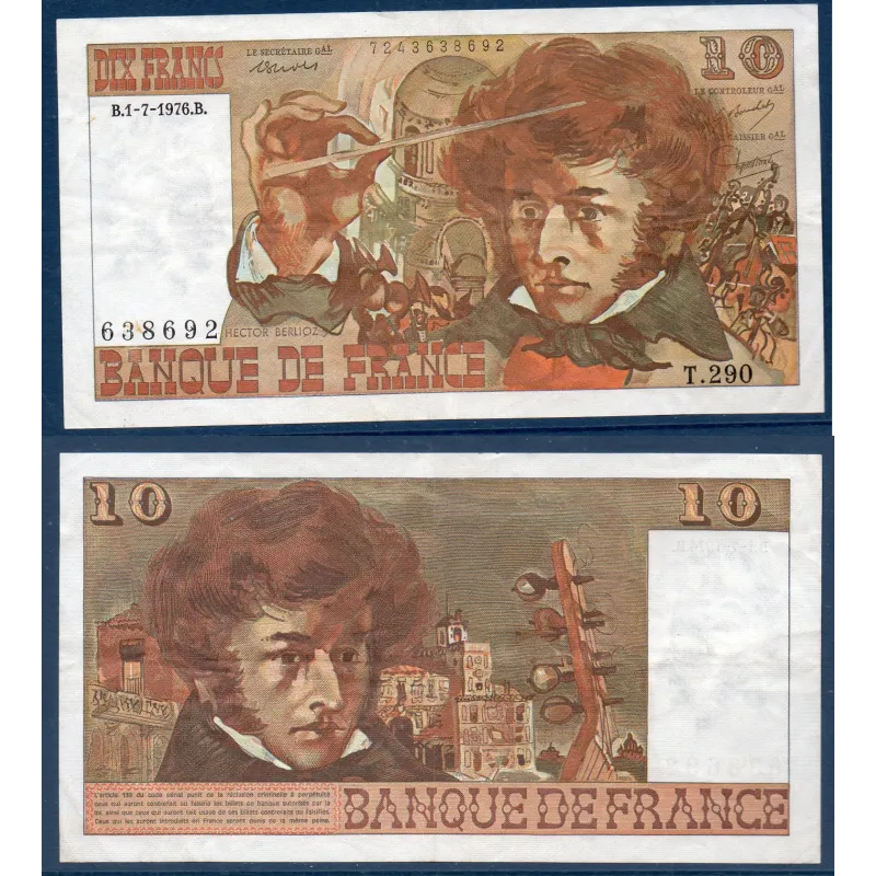 10 Francs Berlioz, TTB, 1.7.1976 Billet de la banque de France 10 Francs Berlioz, TTB, 1.7.1976 Billet de la banque de France