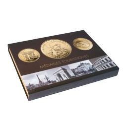 Coffret presso 80 médailles touristiques 4 plateaux décorés