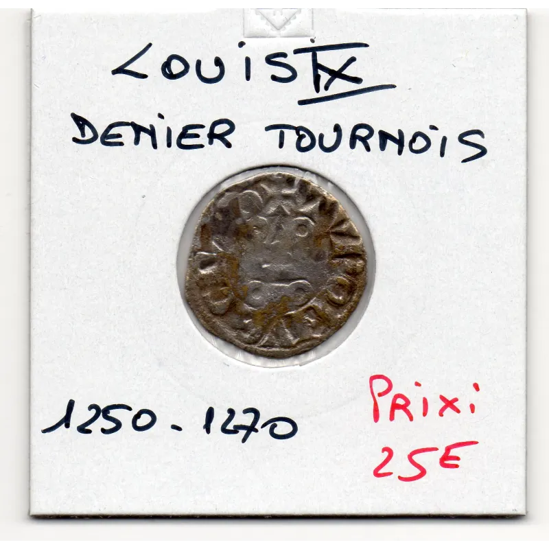 Denier Tournois Louis IX (1250-1270) pièce de monnaie royale Denier Tournois Louis IX (1250-1270) pièce de monnaie royale