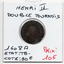 Double Tournois 1608 A Paris Henri IV pièce de monnaie royale