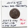 4 Sols des traitants 1677 D Vimy TTB Louis XIV pièce de monnaie royale
