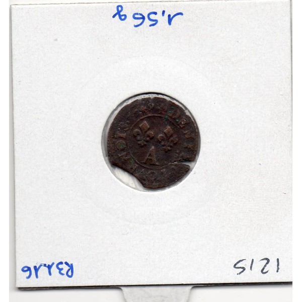 Denier tournois 1649 A Paris B+ Louis XIV pièce de monnaie royale