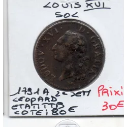 Sol 1791 A Paris 2eme semestre Leopard TTB Louis XVI pièce de monnaie royale