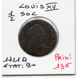 Demi Sol au buste enfantin 1721 A Paris Louis XV pièce de monnaie royale