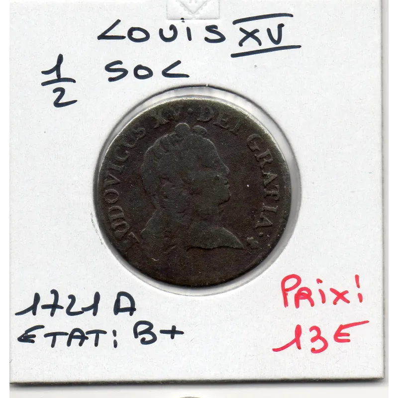 Demi Sol au buste enfantin 1721 A Paris Louis XV pièce de monnaie royale Demi Sol au buste enfantin 1721 A Paris Louis XV pièce de monnaie royale