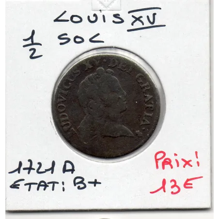 Demi Sol au buste enfantin 1721 A Paris Louis XV pièce de monnaie royale