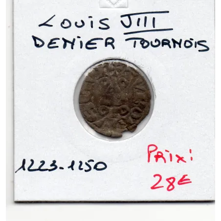 Denier Tournois Louis VIII (1223-1250) pièce de monnaie royale