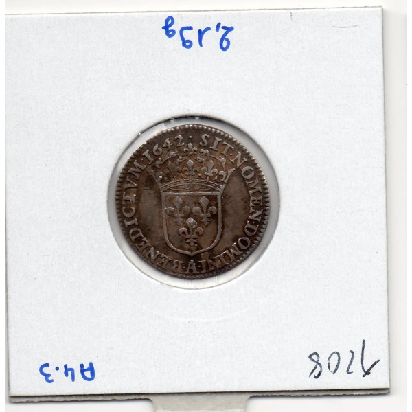 1/12 d'Ecu 1642A Paris Point Louis XIII TB 2eme Poincon de Warin pièce de monnaie royale