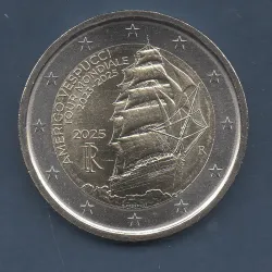 2 euro commémorative Italie 2025 Amerigo Vespucci voilier pièce de monnaie €