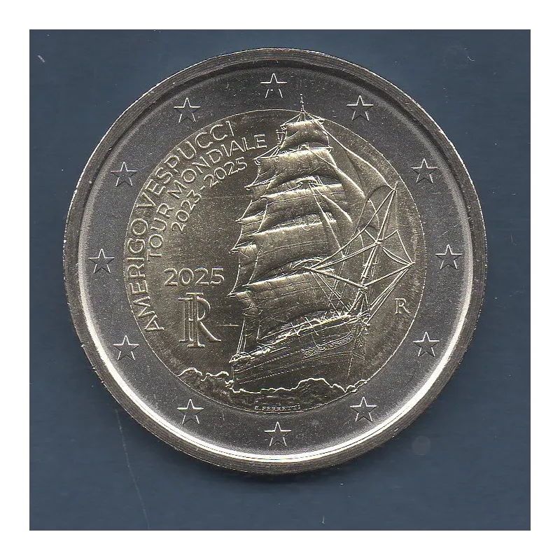 2 euro commémorative Italie 2025 Amerigo Vespucci voilier pièce de monnaie € 2 euro commémorative Italie 2025 Amerigo Vespucci voilier pièce de monnaie €