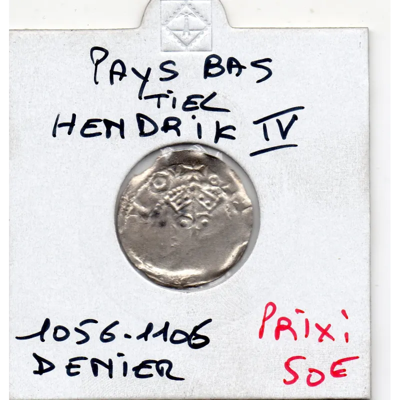 Pays Bas féodaux, Tiel Hendrik IV 1395-1438 Denier TB pièce de monnaie