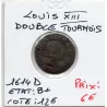 Double Tounois 1614 D Lyon B+ Louis XIII pièce de monnaie royale