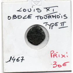 Obole Tournois 2eme type Louis XI (1467) pièce de monnaie royale