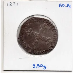 1/4 ou quart d'Ecu Croix de Face 1588 9 Rennes Henri III pièce de monnaie royale