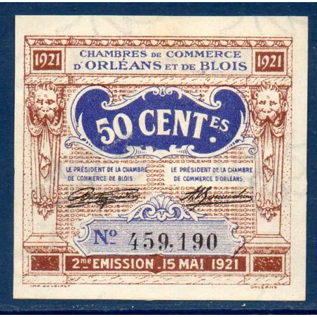 Orléans et Blois, 50 centimes, Spl, 15.5.1921 Pirot 96.5 Billet de la chambre de Commerce
