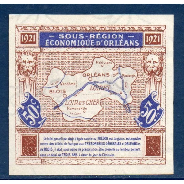 Orléans et Blois, 50 centimes, Spl, 15.5.1921 Pirot 96.5 Billet de la chambre de Commerce