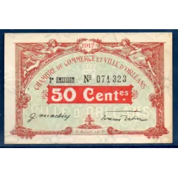 Orléans, 50 centimes, TTB, 2.8.1917 Pirot 95.16 Billet de la chambre de Commerce
