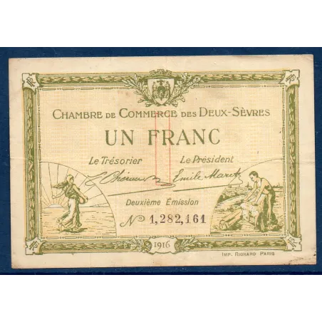 Niort 1 franc, TTB, 10.7.1916 Pirot 93.8 Billet de la chambre de Commerce