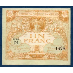 Nîmes 1 franc, TTB, ND Pirot 92.18 Billet de la chambre de Commerce