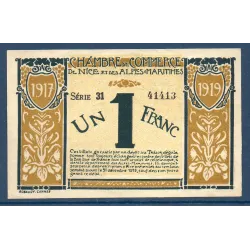 Nice 1 franc, Sup, 25.4.1917 Pirot 91.5 Billet de la chambre de Commerce
