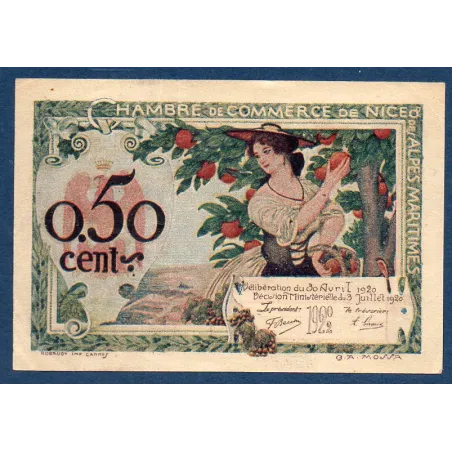 Nice 50 Centimes, TTB, 30.4.1920 Pirot 91.9 Billet de la chambre de Commerce